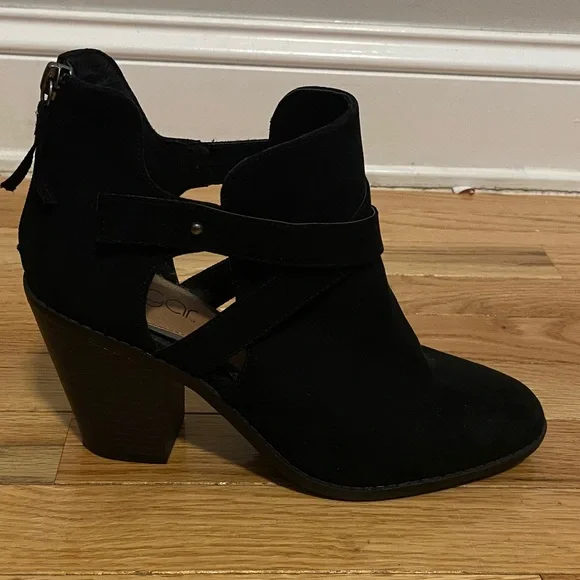 Sugar Black Suede Cutout Ankle Booties - Picture 2 of 2
